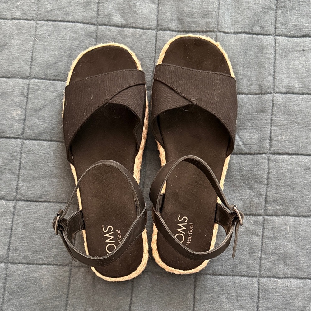 TOMS Women's Black Espadrille Sandals